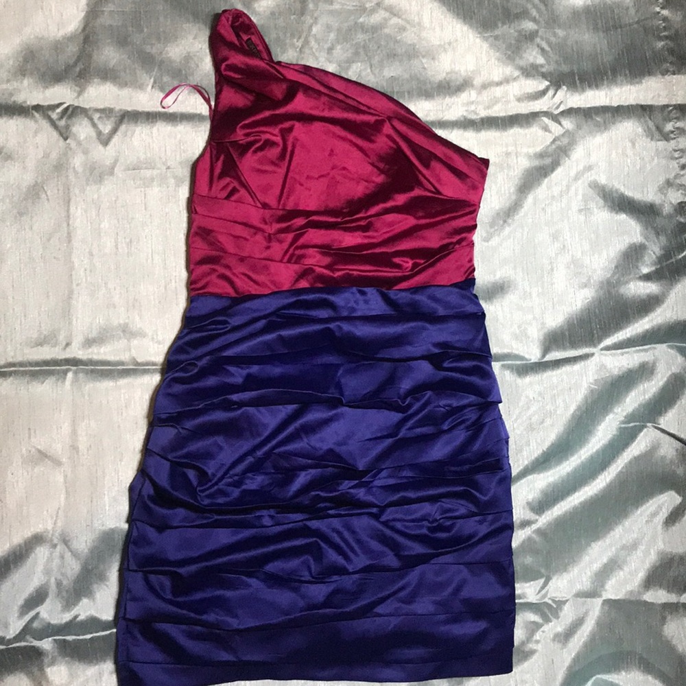 One shoulder satin dress